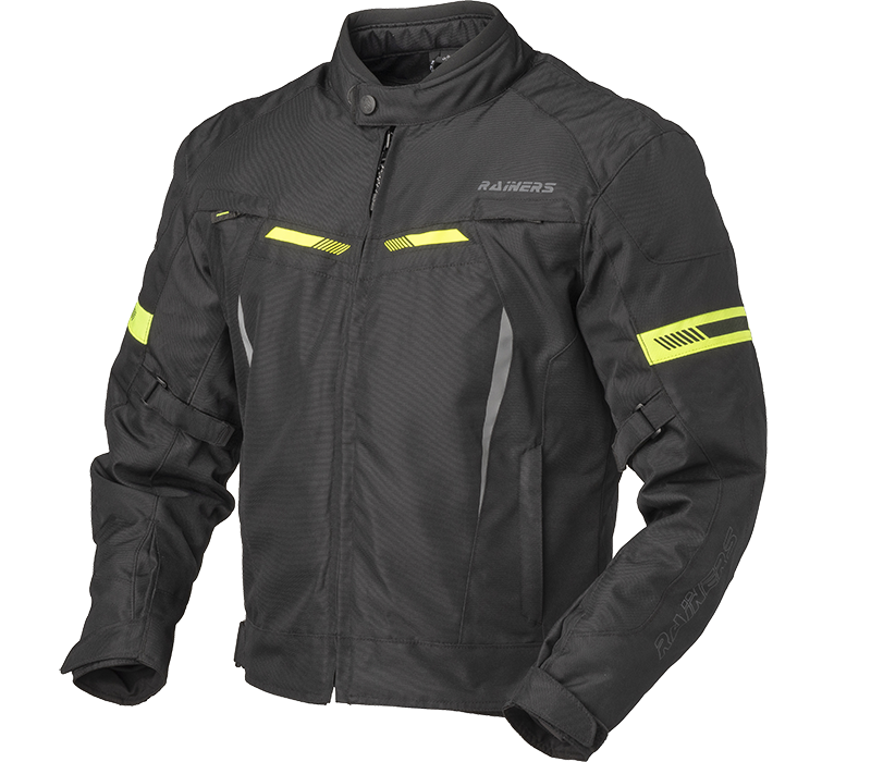 Cazadora de cordura impermeable con protecciones homologadas.