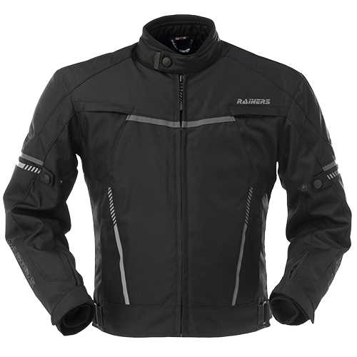 Cazadora de cordura impermeable con protecciones homologadas.