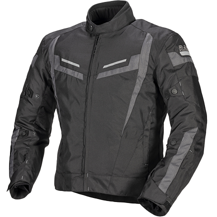 Cazadora de cordura impermeable con protecciones homologadas.