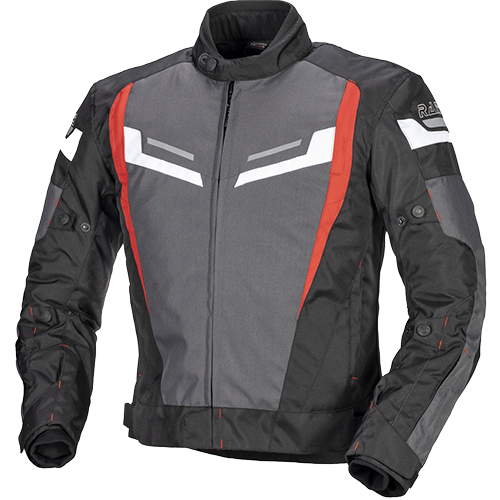 Cazadora de cordura impermeable con protecciones homologadas.